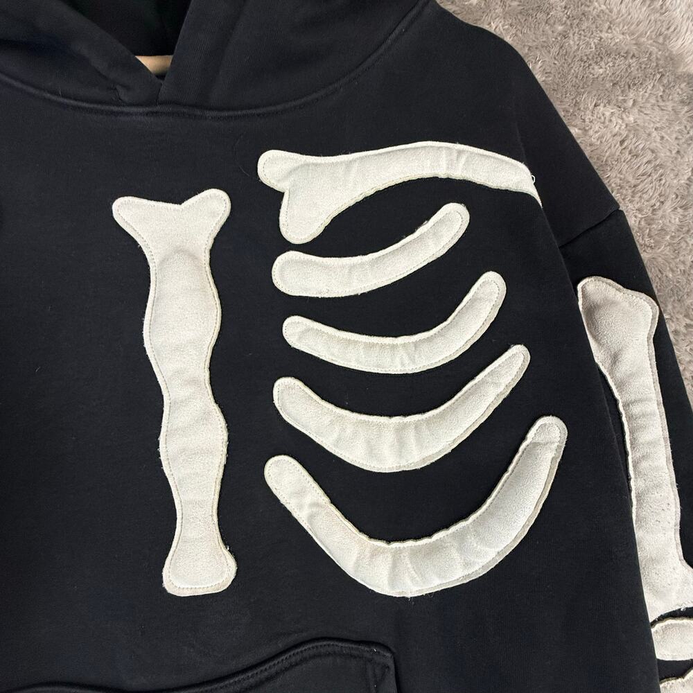 Coursemys Black Skeleton Hoodie L Large Y2K Super Thick RARE Skater Punk - Picture 5 of 13